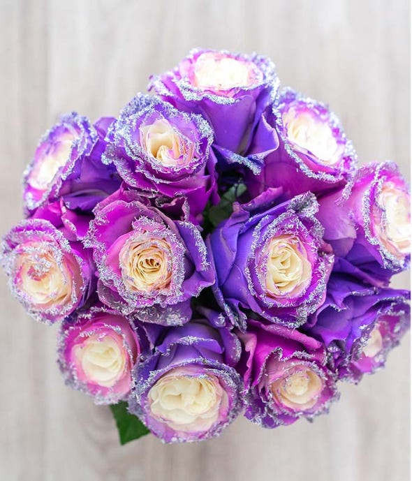 Purple Pastel Glitter Roses - The Gift Basket Store